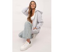 Světle šedá melanžová základní mikina se zipem Světle šedá, XL
