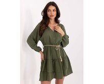 Mušelínové šaty s nafouknutými rukávy khaki Khaki, Univerzální