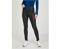 Černé dámské koženkové skinny fit kalhoty Černá, 38