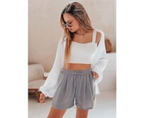 Dámské lněné šortky RELAX TIME šedé Světle šedá, L