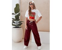 Dámské tepláky se širokými nohavicemi DRESMOOD PREMIUM vínové Kaštanová, Univerzální