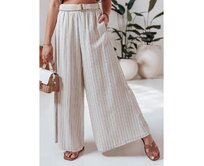 Dámské kalhoty se širokými nohavicemi a páskem SUMMERLINE béžové Béžová, Univerzální