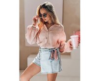 Dámské džínové kraťasy s páskem GOOD VIBE modrá Modrá, S