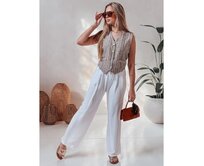 Dámské volnočasové kalhoty s širokými nohavicemi LOVETRIP bílé Bílá, L