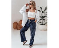 Dámské volnočasové kalhoty s širokými nohavicemi BOHO DAY námořnická modř Námořnická modrá, M