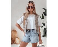 Dámské džínové kraťasy s páskem HELLO JEAN modré Modrá, XL