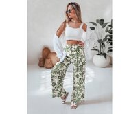 Dámské květované kalhoty s širokými nohavicemi LOVEGARDEN zelené Světle zelená, M
