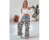 Dámské květované kalhoty s širokými nohavicemi LOVEGARDEN černé Černá, M