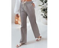 Dámské kalhoty s širokými nohavicemi BOHO DAY šedé Světle šedá, XL