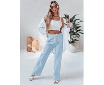 Dámské volnočasové kalhoty s širokými nohavicemi BOHO DAY světle modré Světle modrá, M
