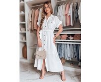 SUNNI LOVE lněné maxi šaty bílé béžové Bílá, L/XL