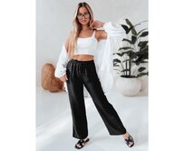 Dámské volnočasové kalhoty s širokými nohavicemi LOVETRIP černé Černá, XXL