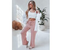 Dámské kalhoty ze široké látky LINESSA růžová Růžová, XXL