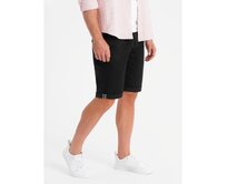 Klasické pánské chino šortky s ohrnutou nohavicí - černé V9 OM-SRCS-0197 Černá, S