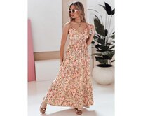 FLORALUSH maxi šaty s červenofialovými květy Vícebarevný, M/L
