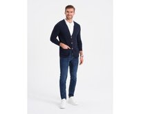 Pánský strukturovaný svetr s kapsami V3 OM-SWCD-0109 tmavě modrý Námořnická modrá, XL