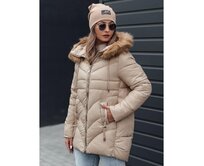 Dámská zimní bunda MELOMA prošívaná s kapucí světle béžová Khaki, S