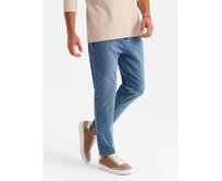 Pánské džínové kalhoty CARROT FIT s jemným odřením - modré Modrá, XL