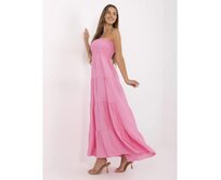 Růžové maxi šaty bandeau s viskózou Růžová, Univerzální