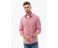 Pánská košile s dlouhým rukávem SLIM FIT červená Červená, XXL