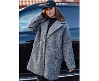 Dámský oversize kabát FLUFFEA z jehněčí kůže grafitové barvy Břidlicová, Univerzální