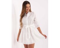 Bílé mini šaty s výšivkou Bílá, L/XL