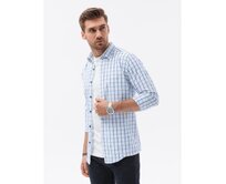 Pánské tričko s dlouhým rukávem REGULAR FIT bílá/modrá Modrá, XL