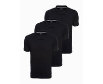 Pánské tričko polo HUEY černé 3-pack Černá, M