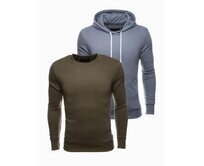 Pánská mikina BASIC šedo hnědá 2-pack Modrá, XXL
