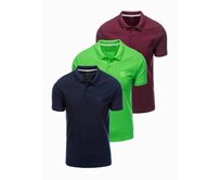Sada pánských polokošil pique V12 Z28 3-pack mix Zelená, XXL