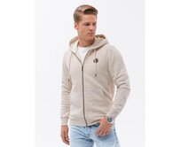 Pánská mikina HOODIE krémový melír V1 OM-SSZP-0116 Krémová, XXL