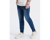 Pánské džínové kalhoty JOGGER SLIM FIT tmavě modré Modrá, L