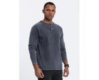 Pánské tričko HENLEY s raglánovými rukávy tmavě modré Námořnická modrá, S