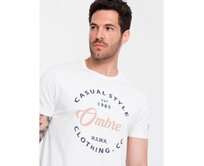 Tričko męski z nadrukiem Ombre Casual Style bílé Bílá, S