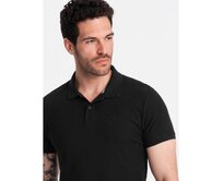 Pánská jednobarevná pletená polokošile BASIC černá Černá, 4XL