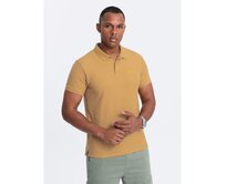 Pánská jednobarevná polokošile BASIC pique knit hořčicová Horčicová, XXL
