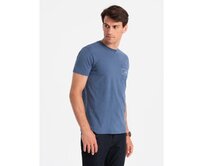 Pánské bavlněné tričko Ombre Streetstyle s potiskem kapes indigo V9 OM-TSCT-0108 Modrá, S