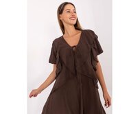 Tmavě hnědé boho šaty s volánky Hnědá, Univerzální
