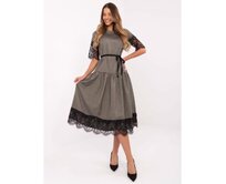 Šedé elegantní šaty s krátkým rukávem Šedá, 36