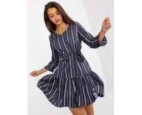 Dámské šaty pruhované koktejlové KELLY námořnicky modré Námořnická modrá, 36