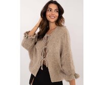 Dámský svetr oversize s 3/4 rukávy tmavě béžový Vícebarevný, Univerzální