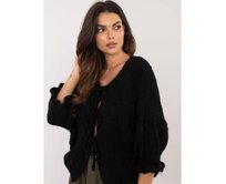 Černý oversize svetr se zavazováním vpředu Černá, Univerzální