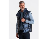 Pánská prošívaná vesta V2 OM-JAVJ-0113 tmavě modrá Námořnická modrá, L/XL
