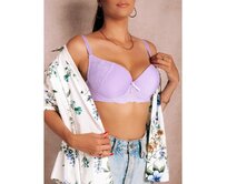 Dámská push-up podprsenka ULR406 fialová Bílá, 38/85C