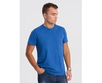 Pánské klasické bavlněné tričko BASIC V8 OM-TSBS-0146 modré Modrá, M