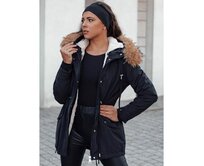 Dámská zateplená zimní bunda CHICOK s kožešinou černá Černá, XL