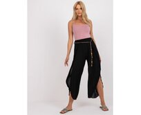 Dámské kalhoty s rozparky OCH BELLA černé Černá, S