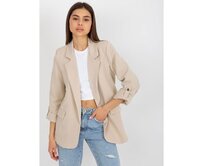 Dámské sako s ohrnutými rukávy OCH BELLA světle béžové Béžová, L