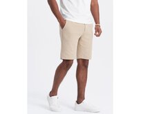 Pánské šortky ze strukturovaného úpletu SLIM FIT - pískové V3 OM-SRCS-0126 Písková, XXL
