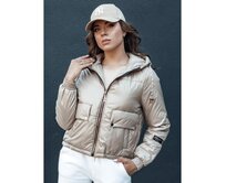 Dámská prošívaná bunda s kapucí ARON camel Karamelová, XL